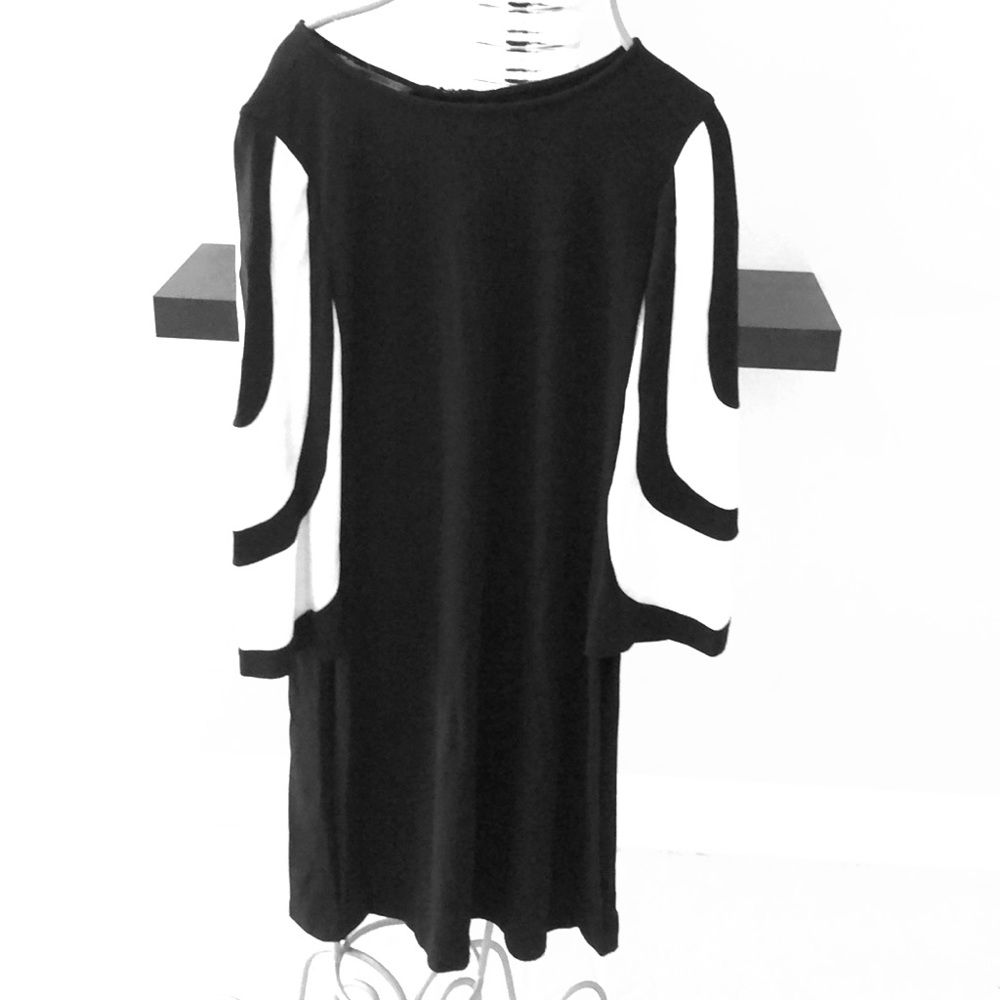 Stretch Fabric Bell Sleeve Dress